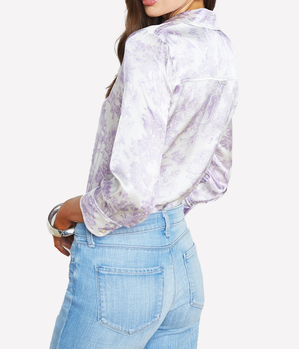 Dani 3/4 Sleeve Blouse in Lilac White Tropical Toile