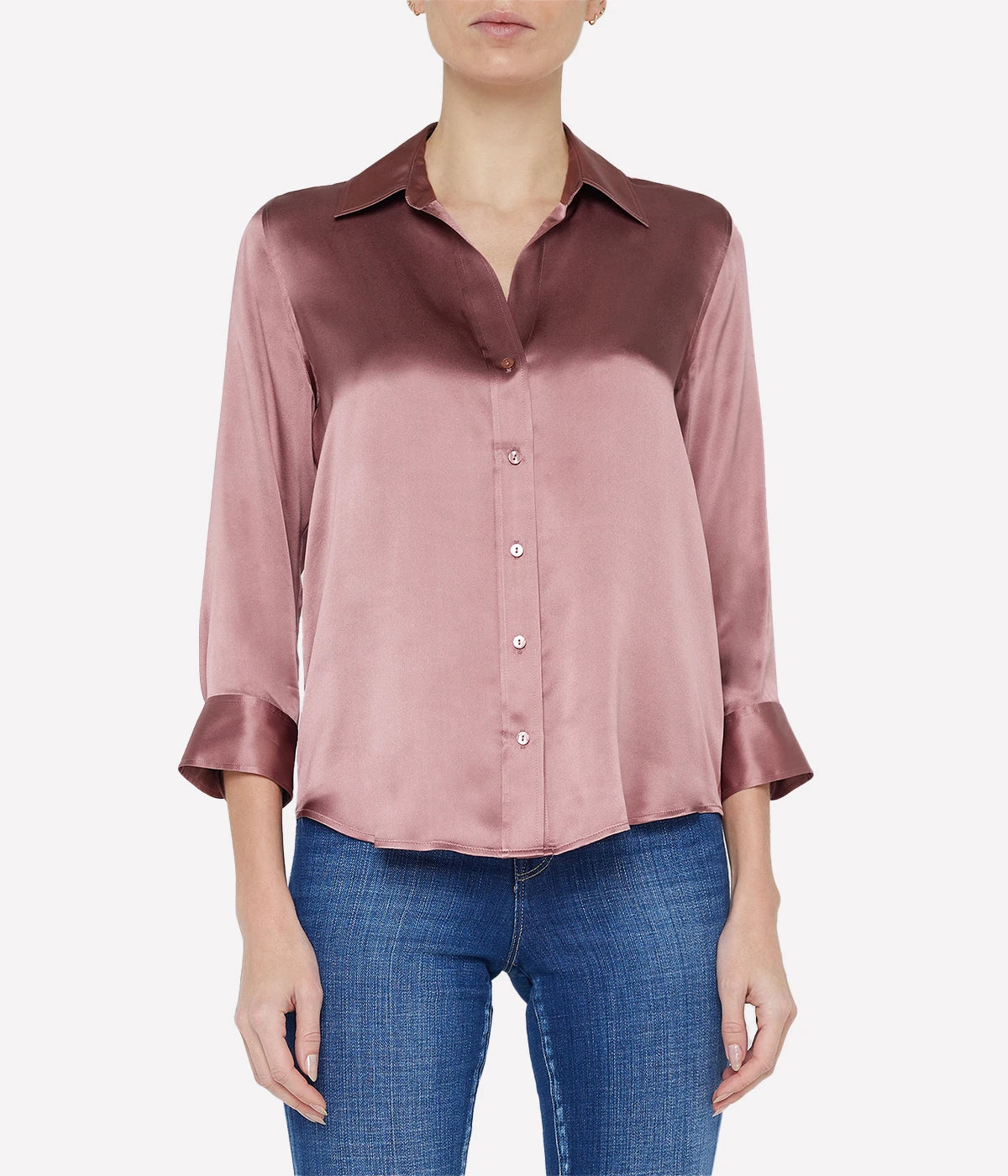 Dani 3/4 Sleeve Blouse in Mauve Rose