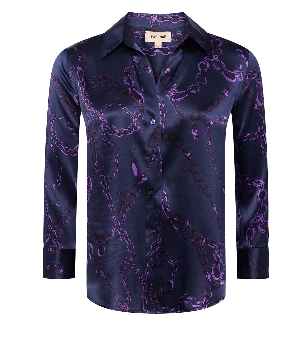 Dani 3/4 Sleeve Blouse in Midnight Purple Sketch Chain