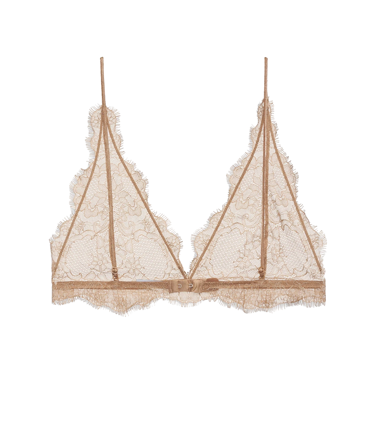 Delicate Lace Bra in Camel