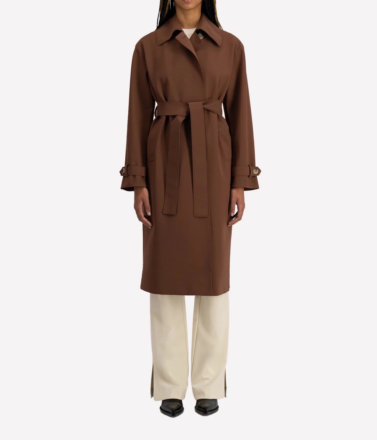 Dropped Shoulder Scube Coat in Brown