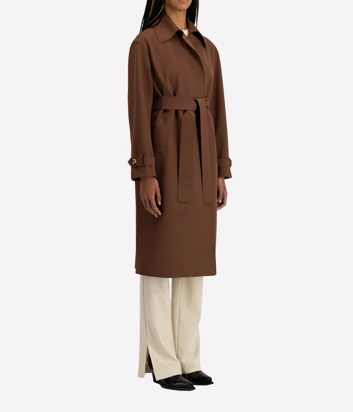 Dropped Shoulder Scube Coat in Brown