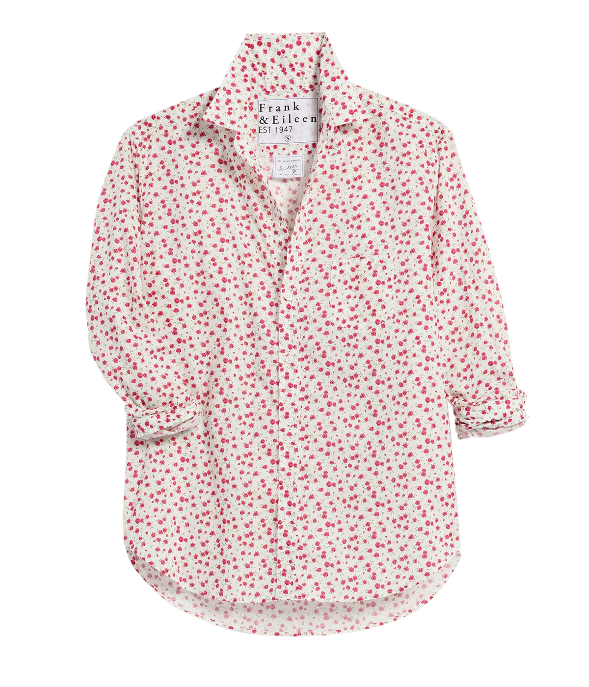 Eileen Woven Button Up Shirt in Tiny Pink Roses