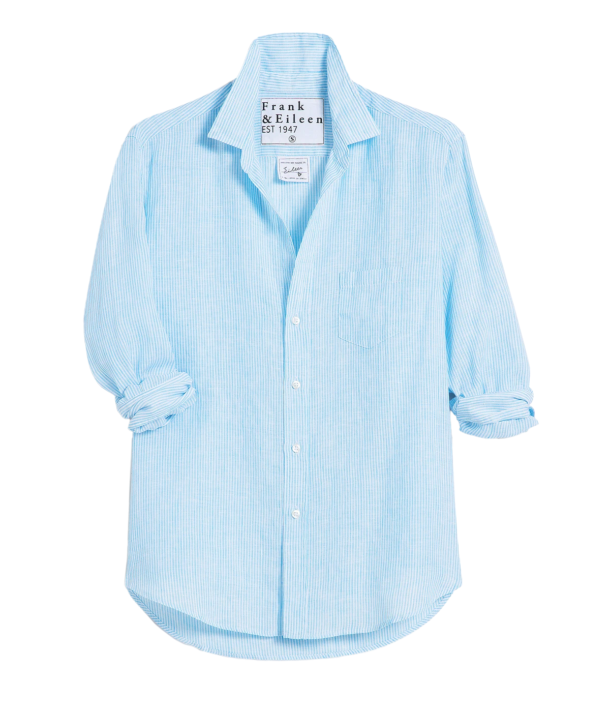 Eileen Woven Button Up in Turquoise Stripe