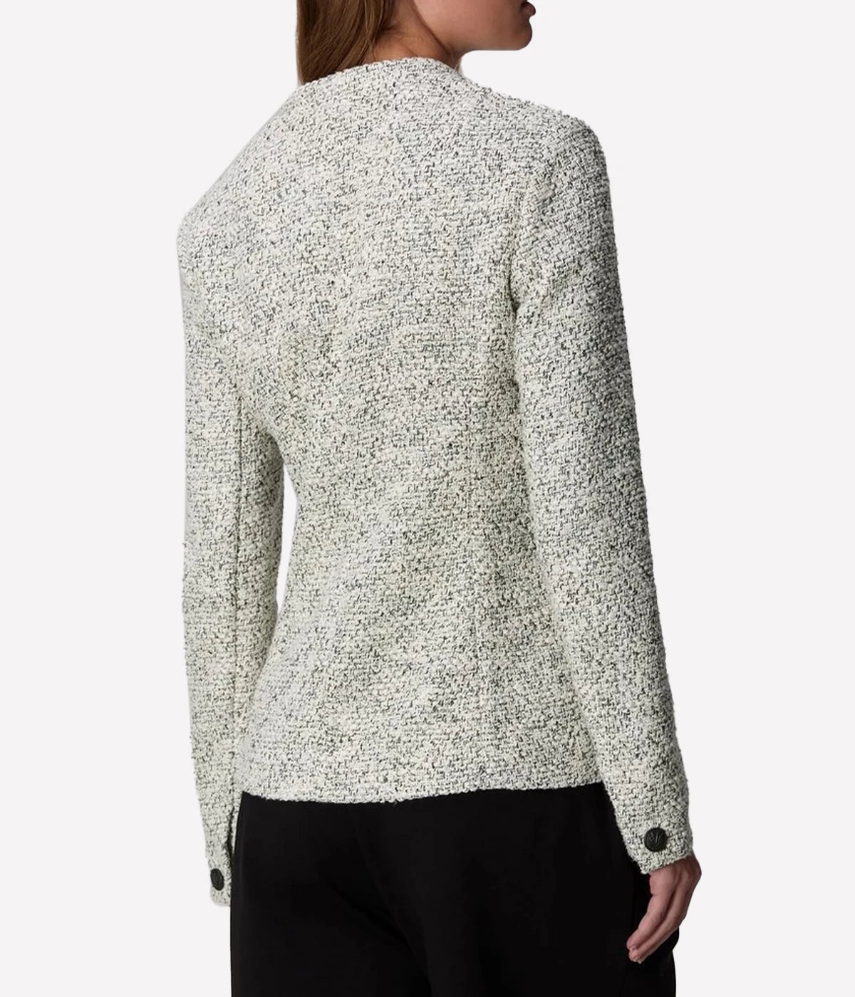 Elise Tweed Blazer in White Green