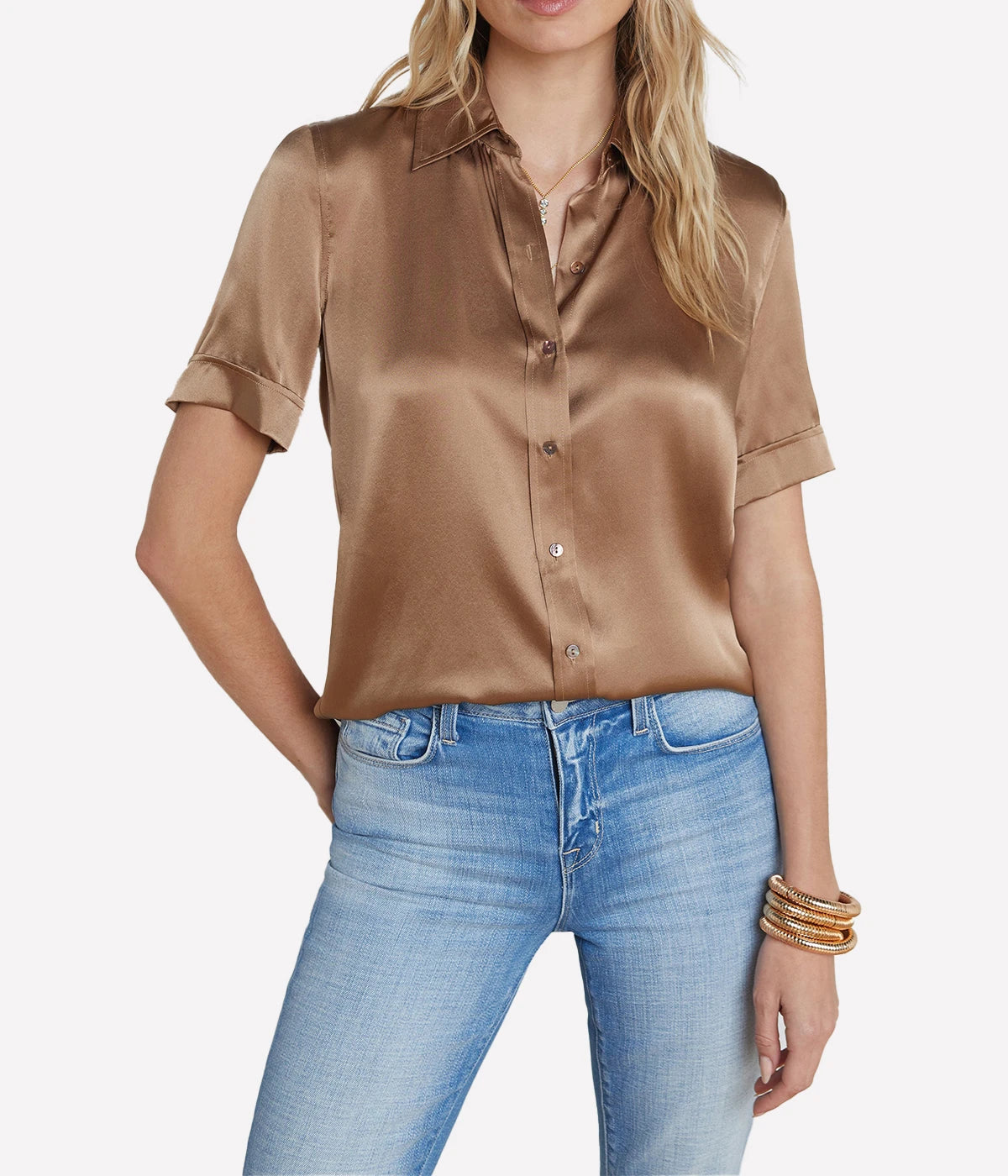 Ellah Short Sleeve Blouse in Dark Cappuccino