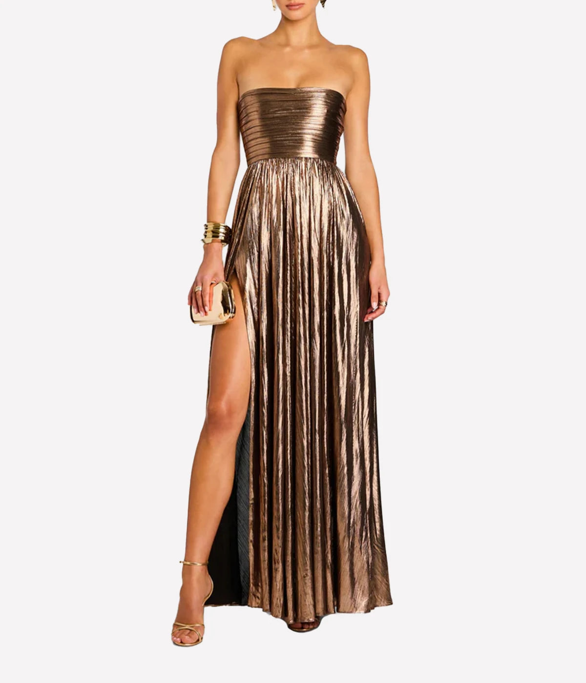 Iris Dress in Metallic Bronze