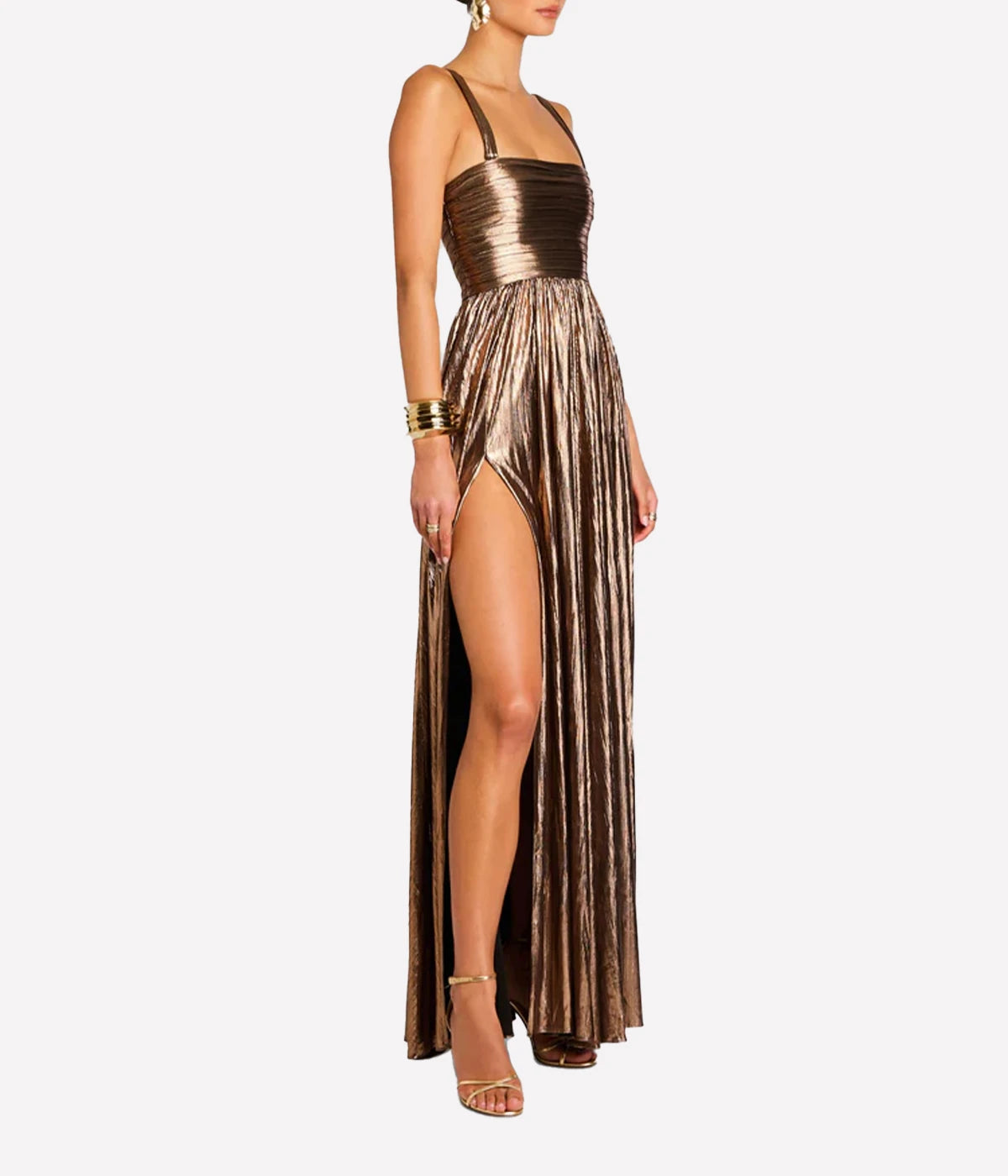 Iris Dress in Metallic Bronze