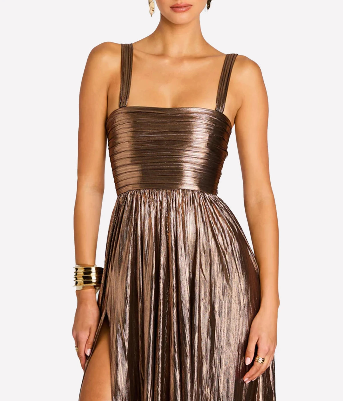 Iris Dress in Metallic Bronze