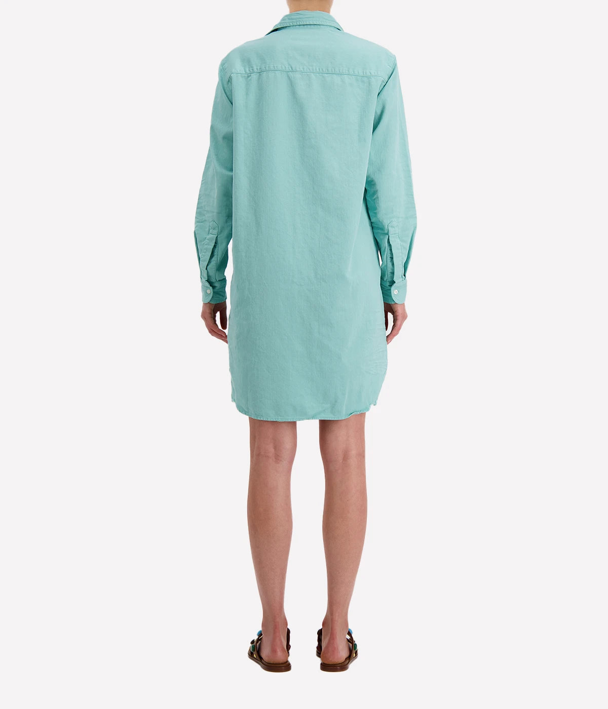 Mary Woven Button Up Dress in Soft Jade