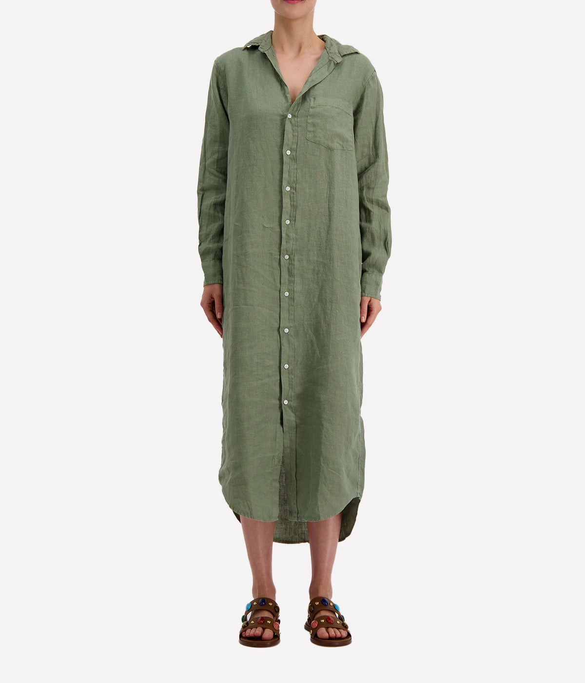 Rory Woven Long Dress in Olive