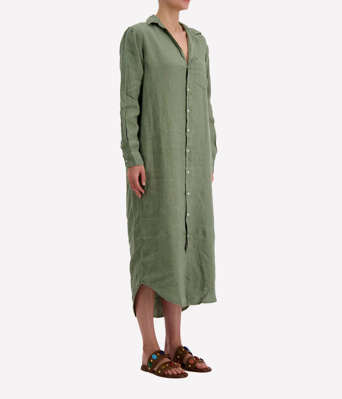 Rory Woven Long Dress in Olive