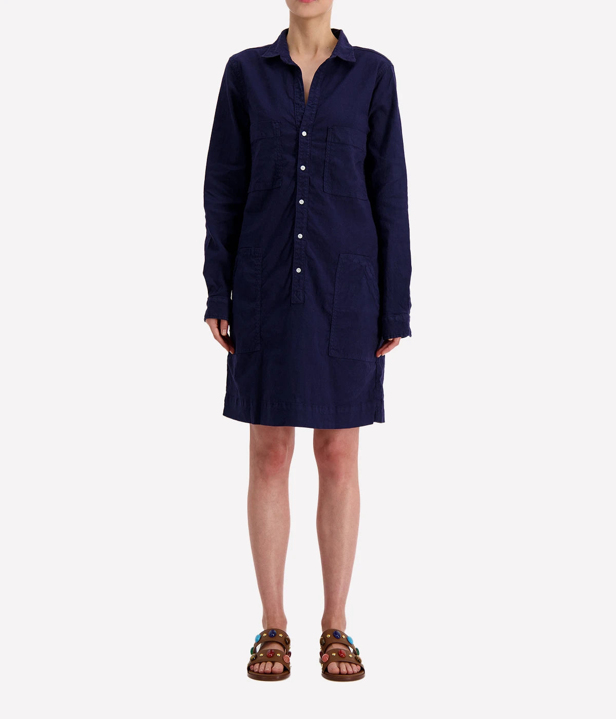 Long Sleeve Playsuit Dress in Navy