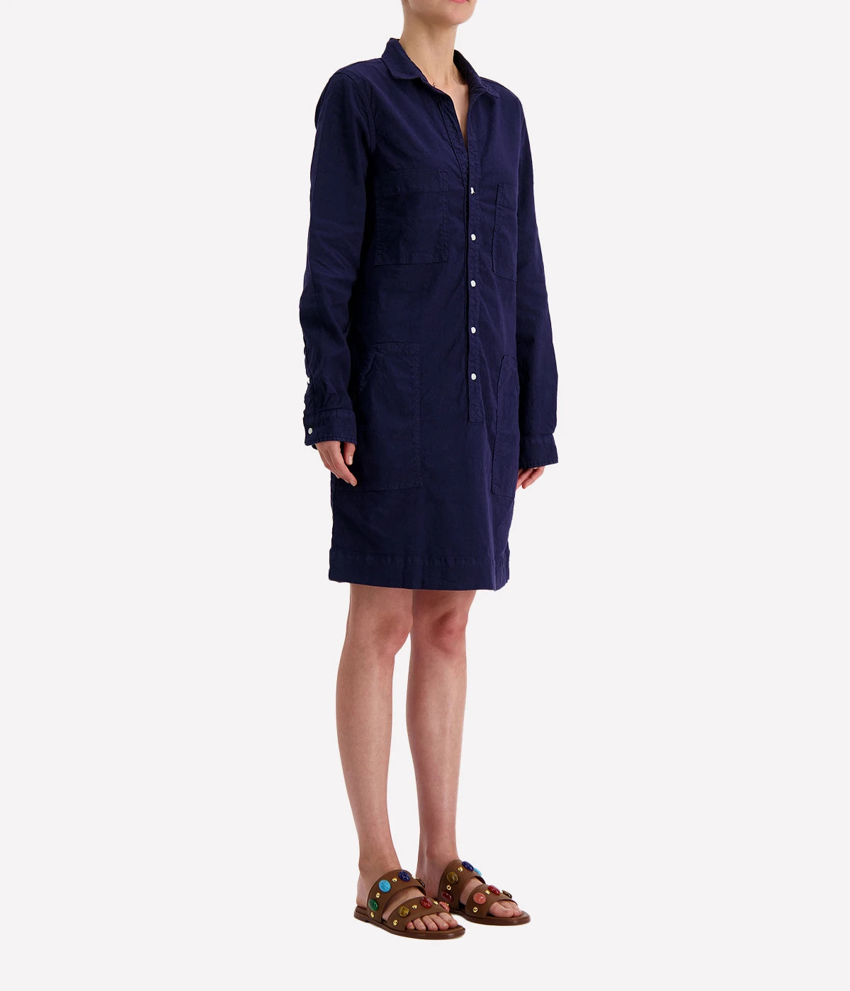 Long Sleeve Playsuit Dress in Navy