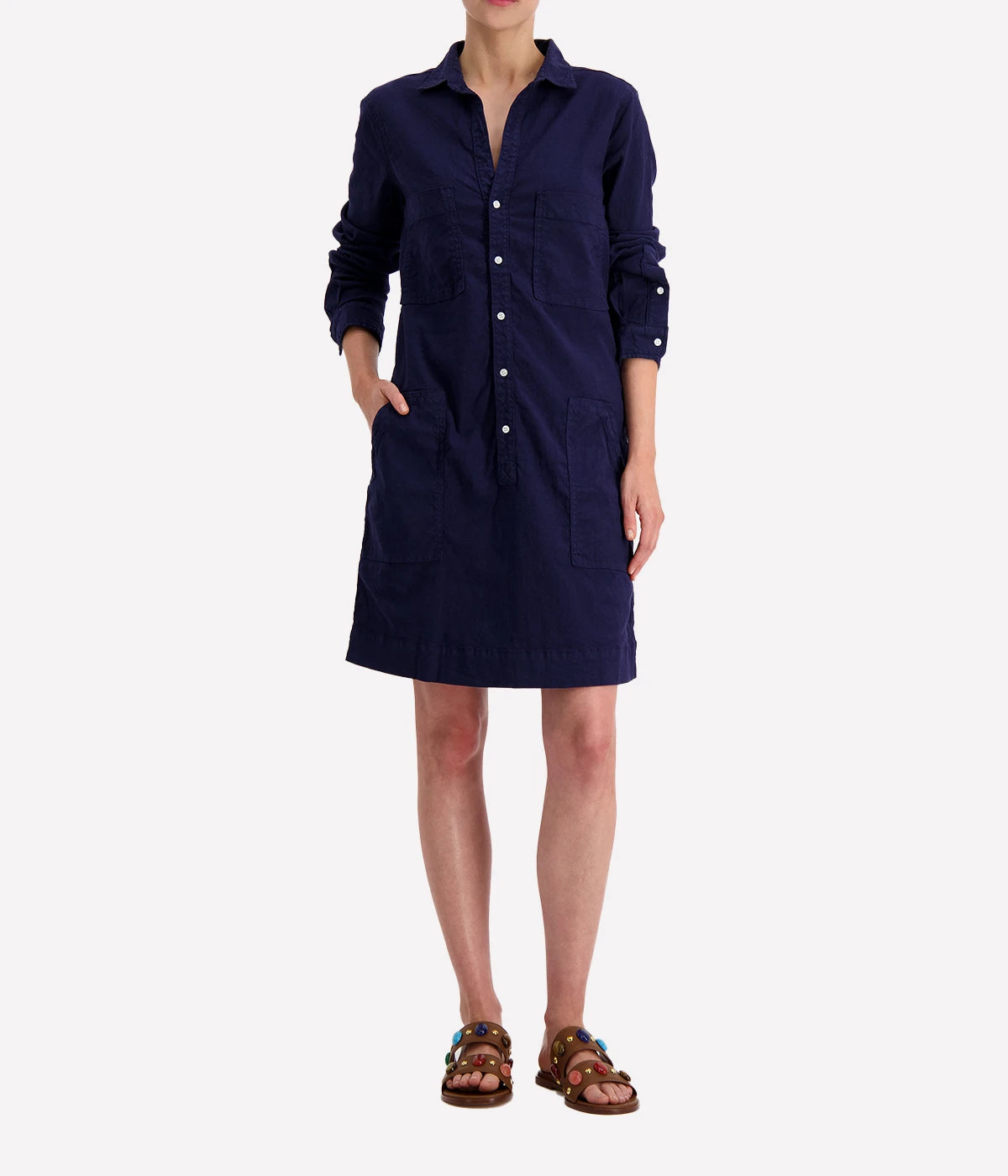 Long Sleeve Playsuit Dress in Navy