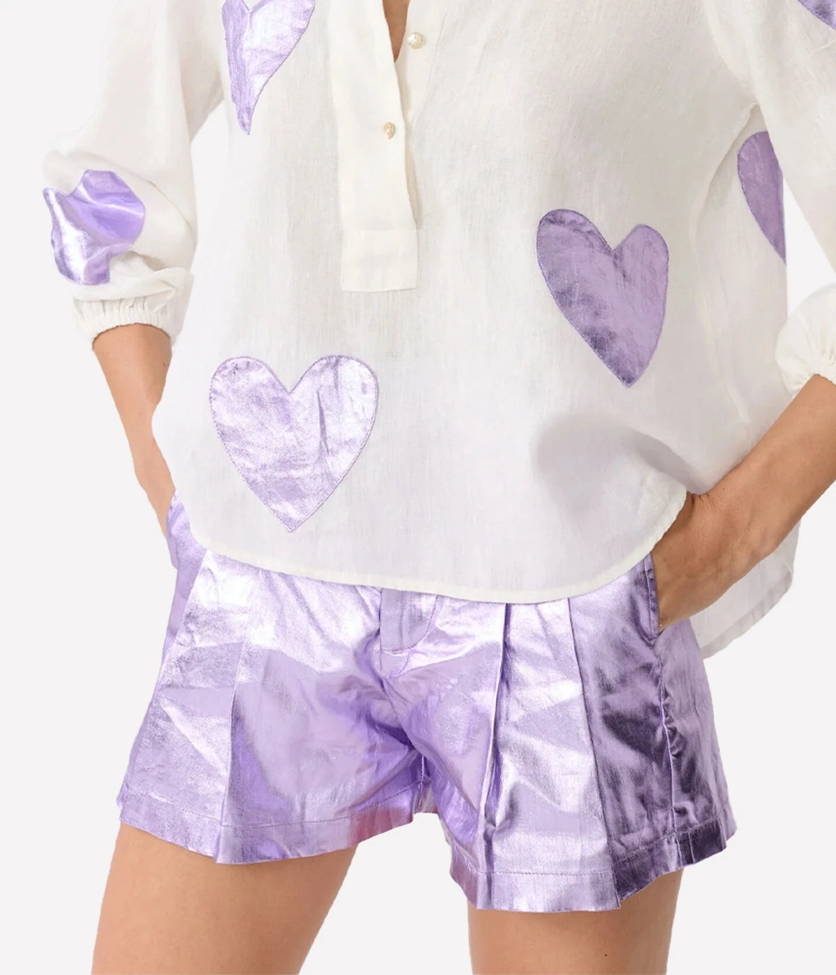 Frida Metallic Linen Short in Violet