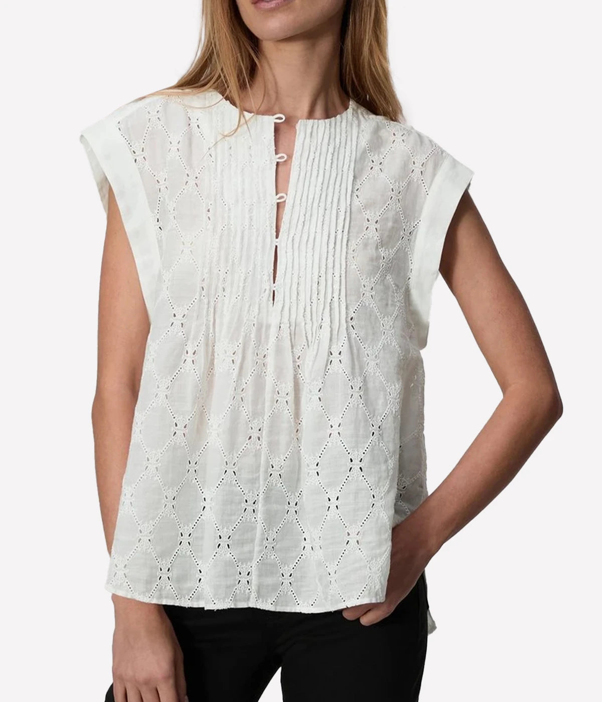 Gabby Embroidered Top in White