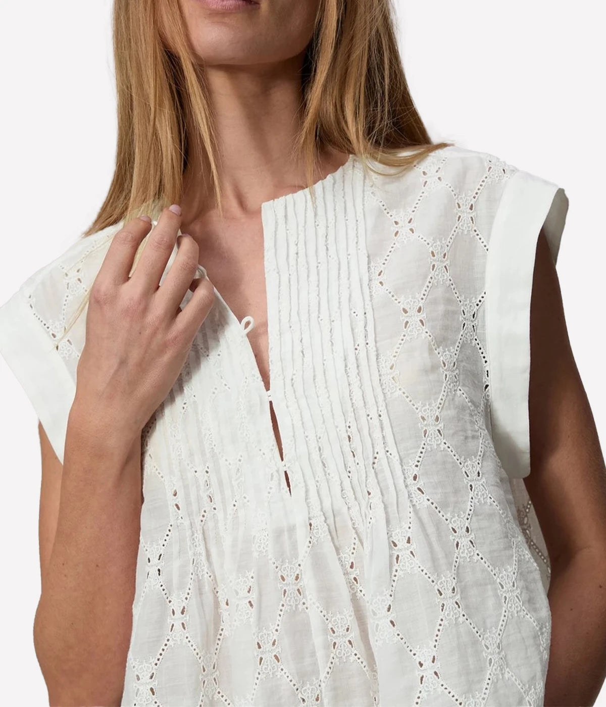 Gabby Embroidered Top in White