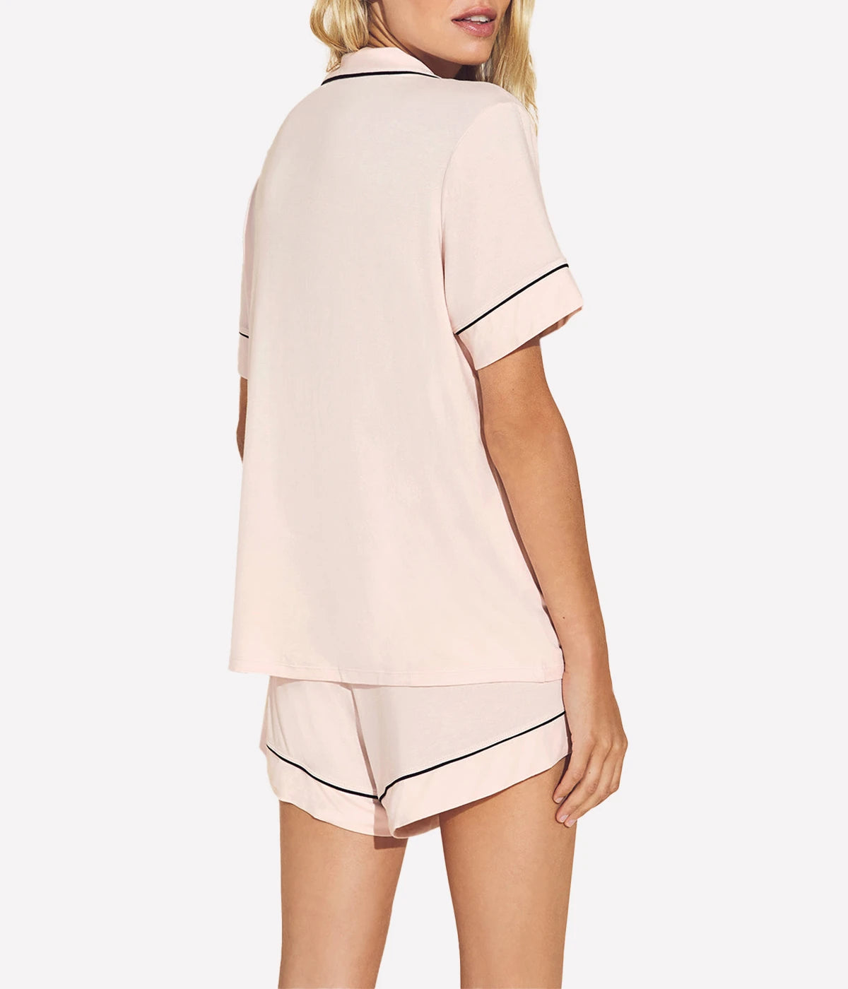 Gisele Short Sleeve PJ Set in Sorbet Pink & Black