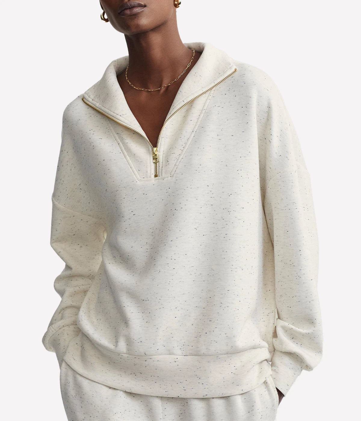 Hawley Half Zip Sweater in Ivory Marl Fleck