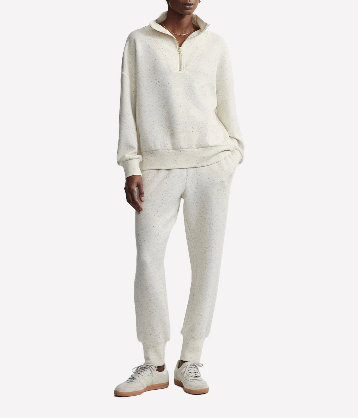 Hawley Half Zip Sweater in Ivory Marl Fleck