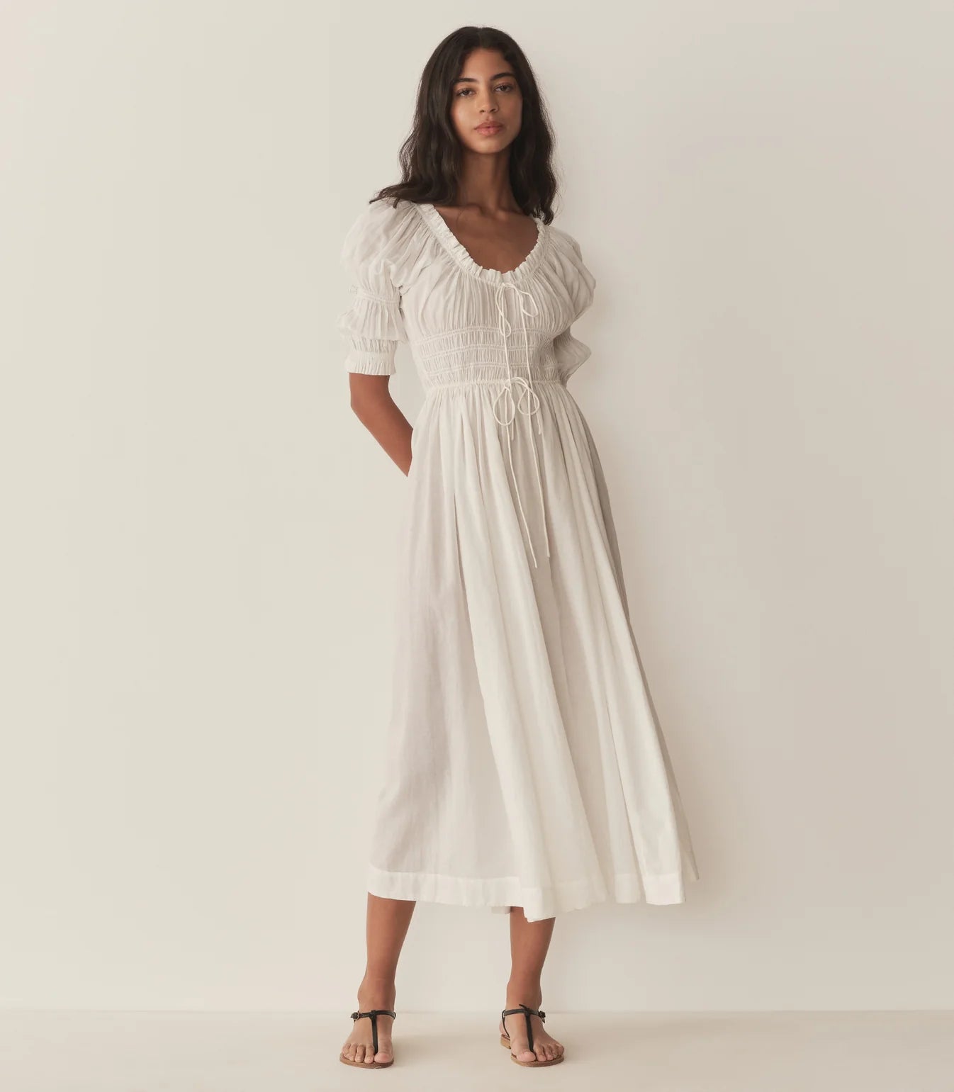 Ischia Poplin Dress in Salt