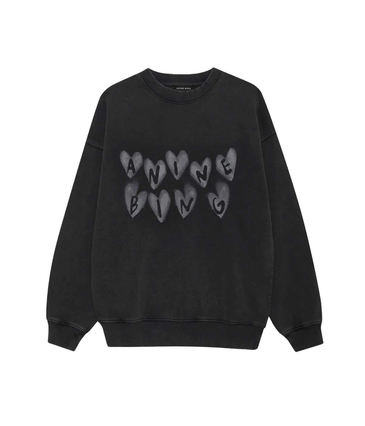 Spencer Hearts Sweatshirt in Washed Black