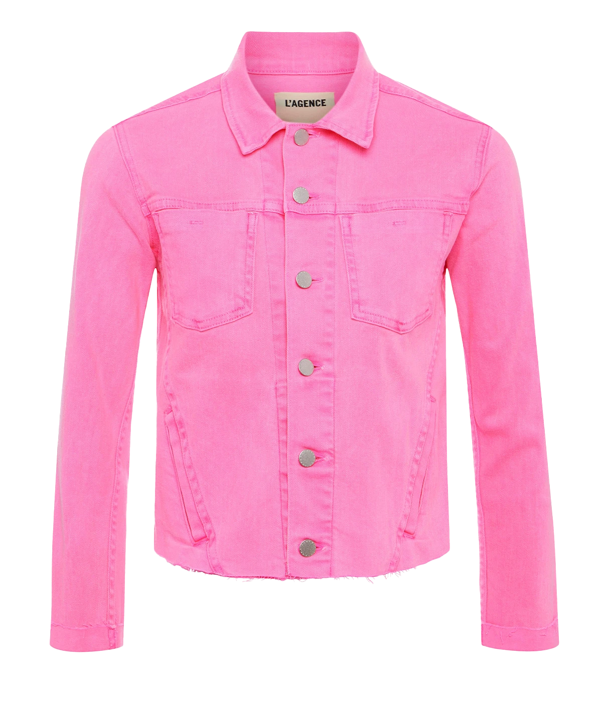 Janelle Slim Raw Jacket in Shocking Pink