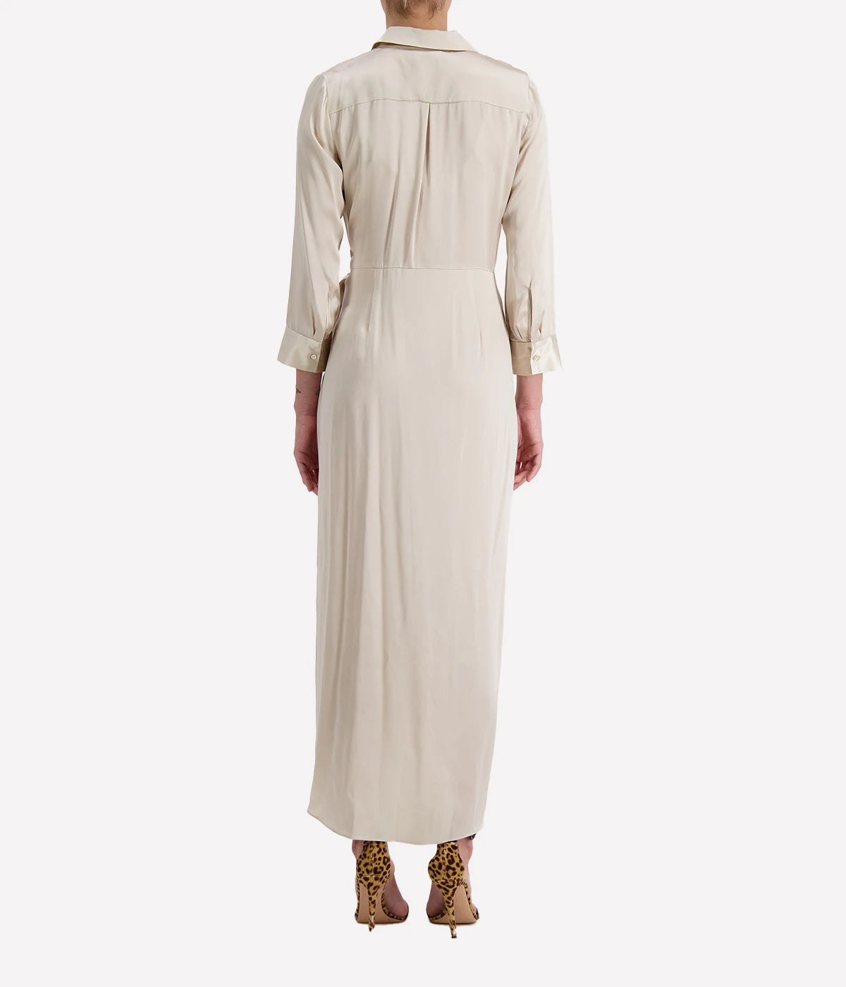 Kadi Long Wrap Dress in Champagne