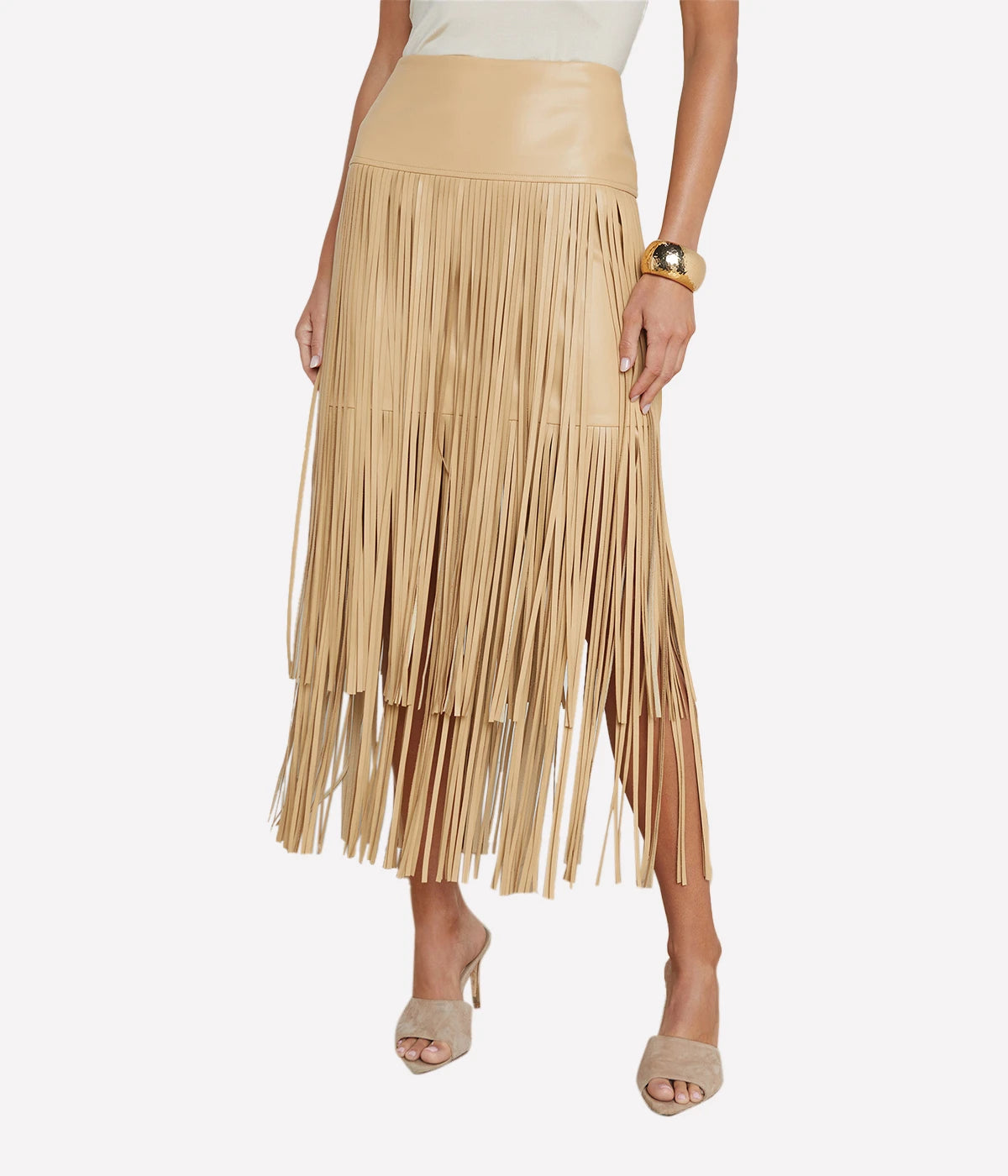 Karolina Fringe Skirt in Croissant