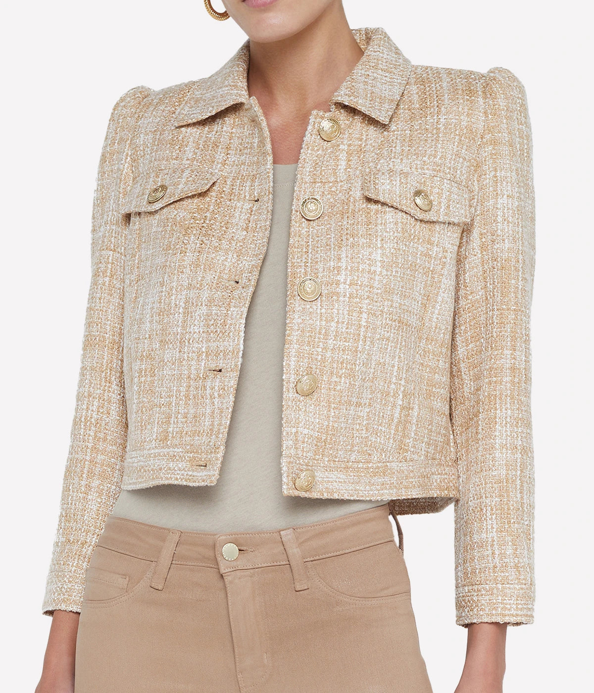 Kasey Bracelet Sleeve Jacket in Bone Multi