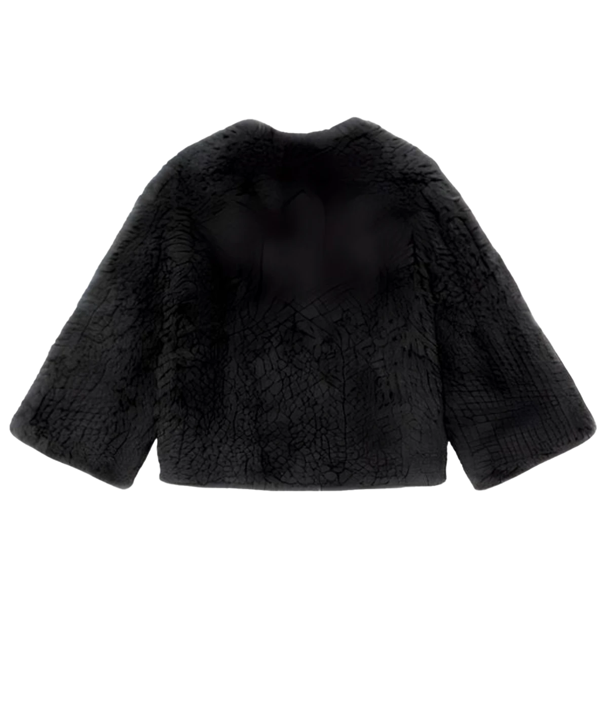 Knitted Rex Rabbit Fur Jacket in Black