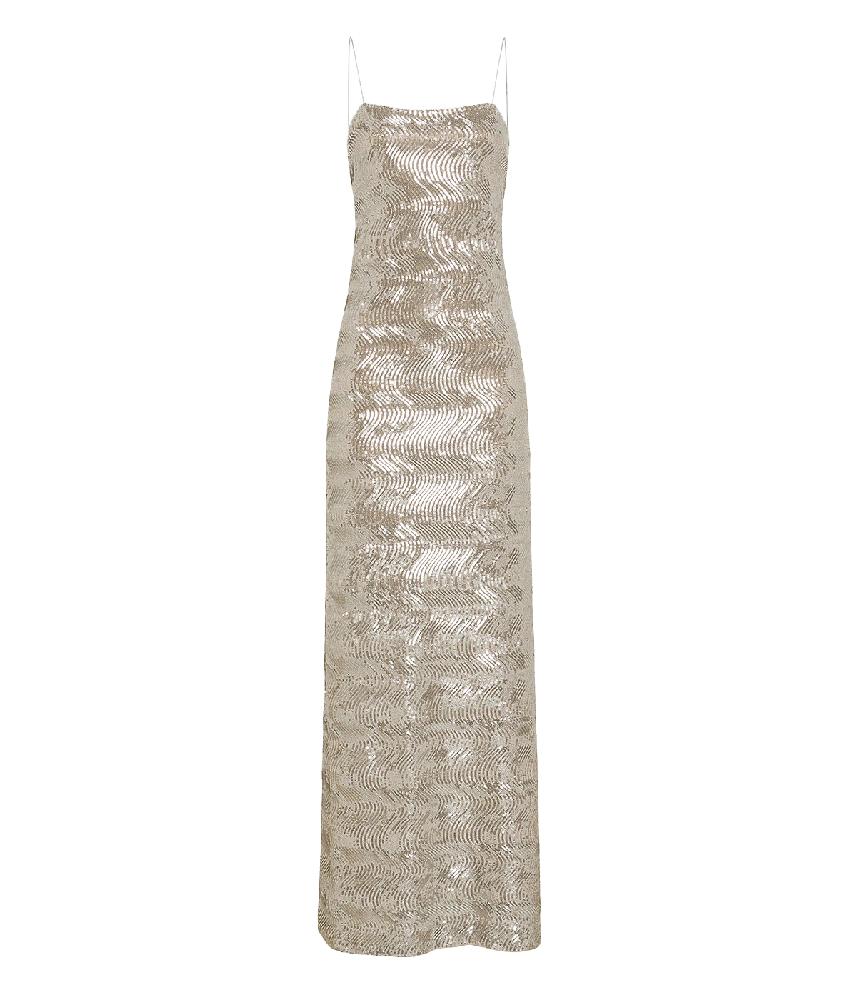 La Danza Del Mare Sequins Slip Dress in Silver