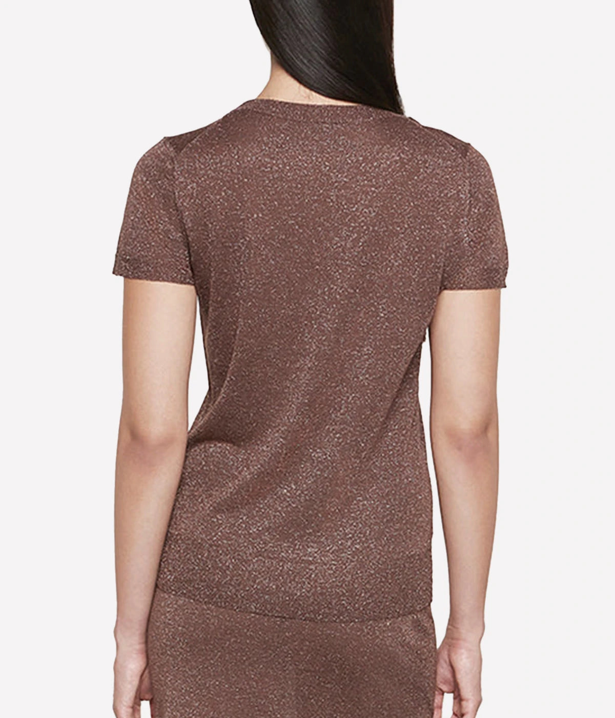 Lame Short Sleeve Sweater in Brown