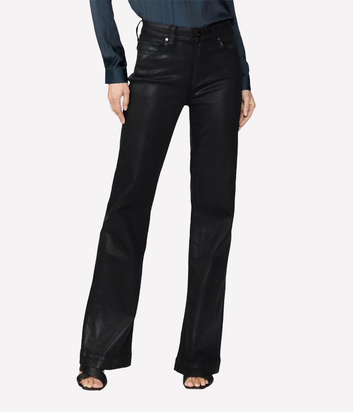 Leenah Ankle Coated Jean in Black Fog Luxe