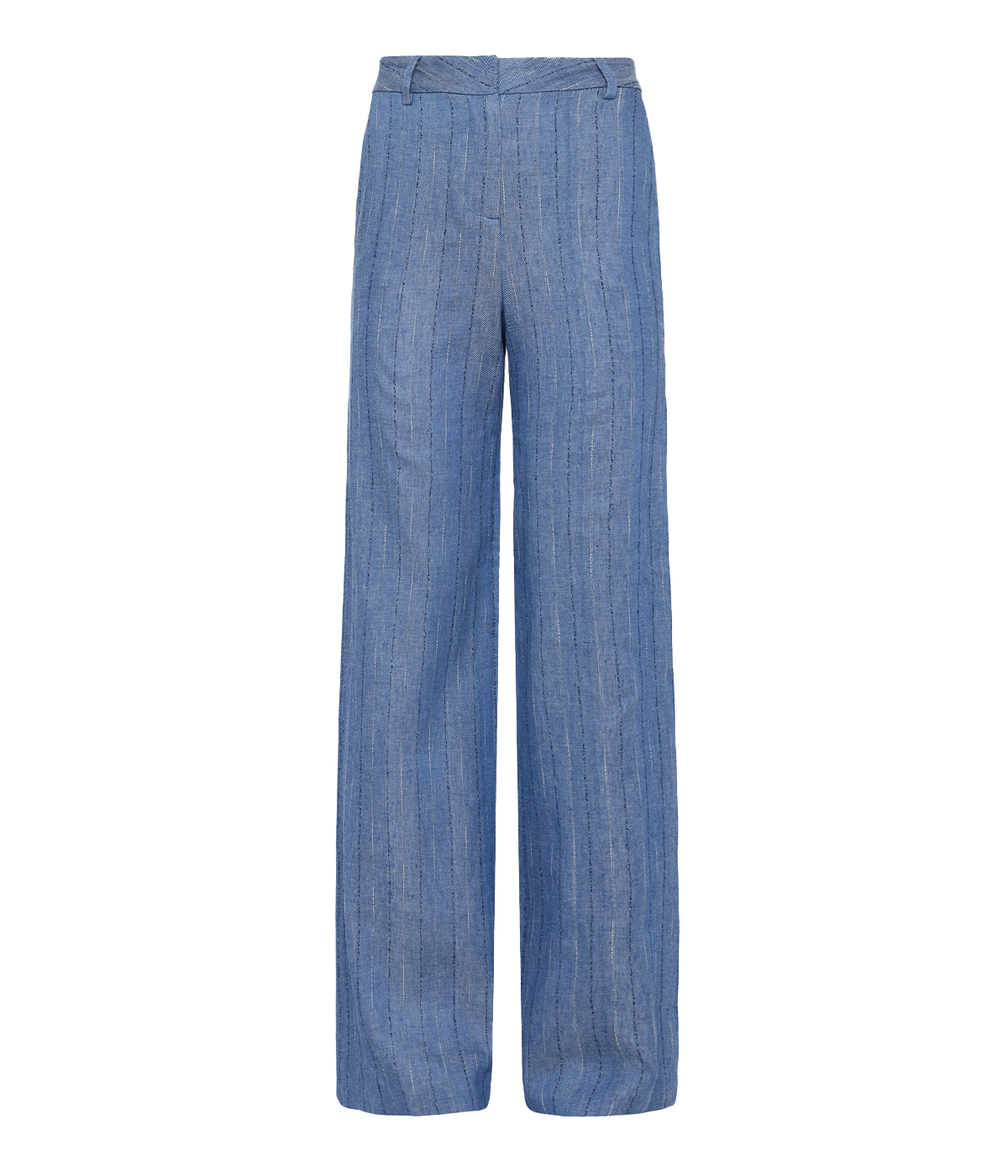 Livvy Straight Leg Trouser in Slate Blue Pinstripe