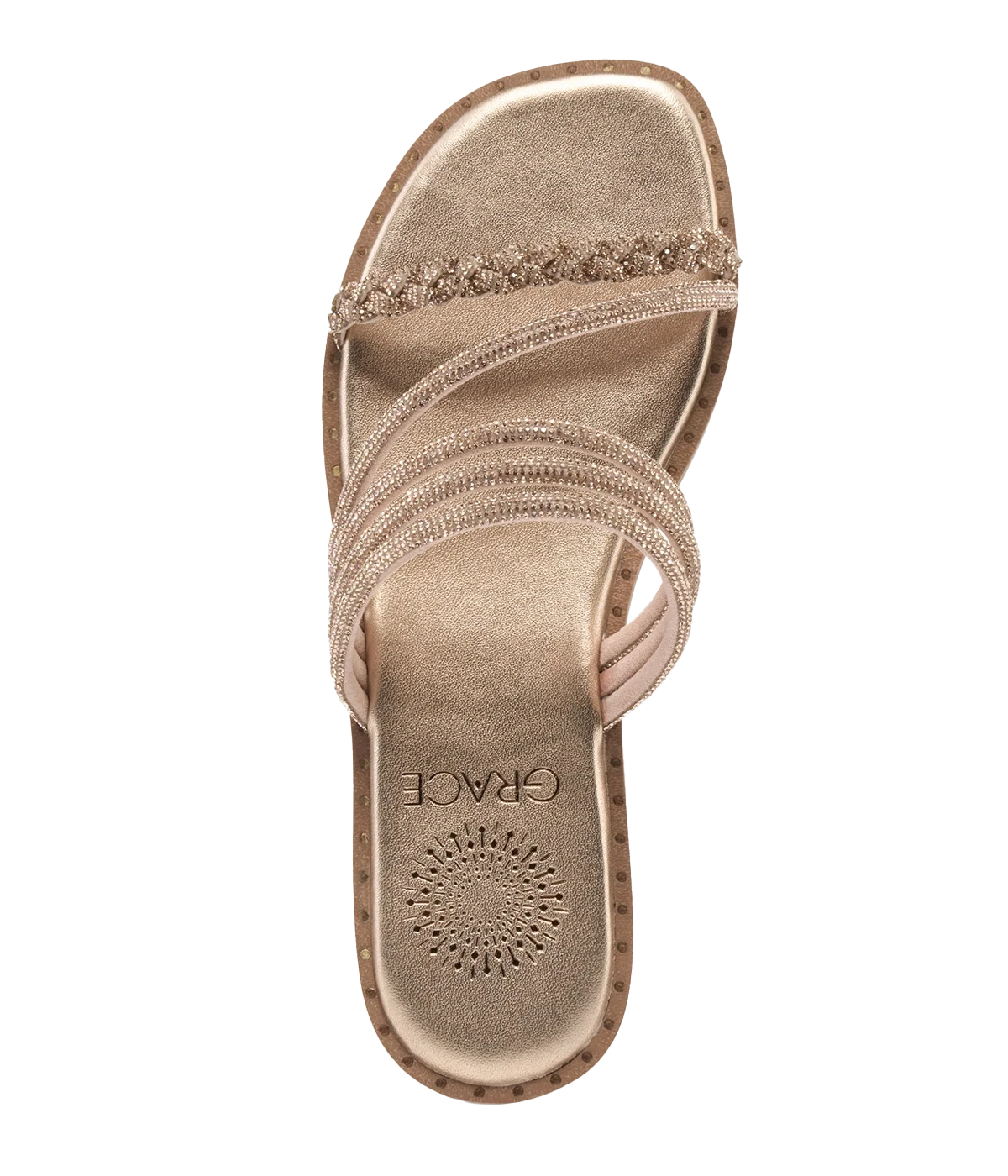 Malaga Sandal in Champagne Crystal