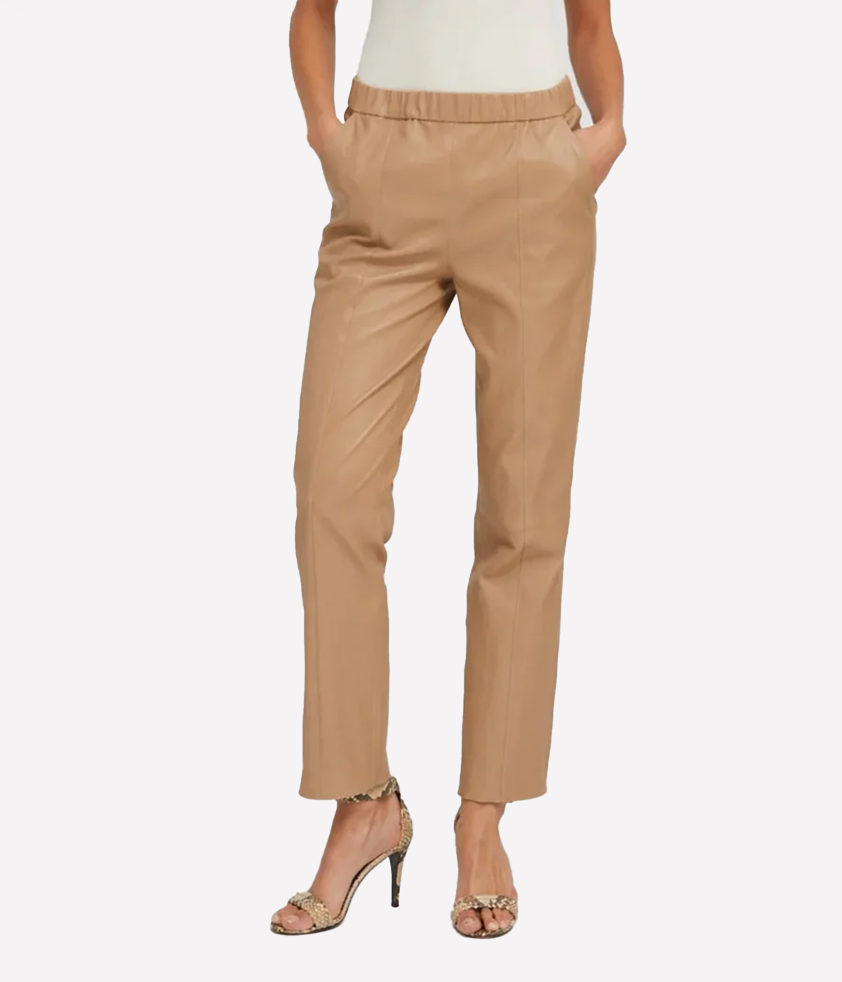 Straight Leg Leather Pant in Desert