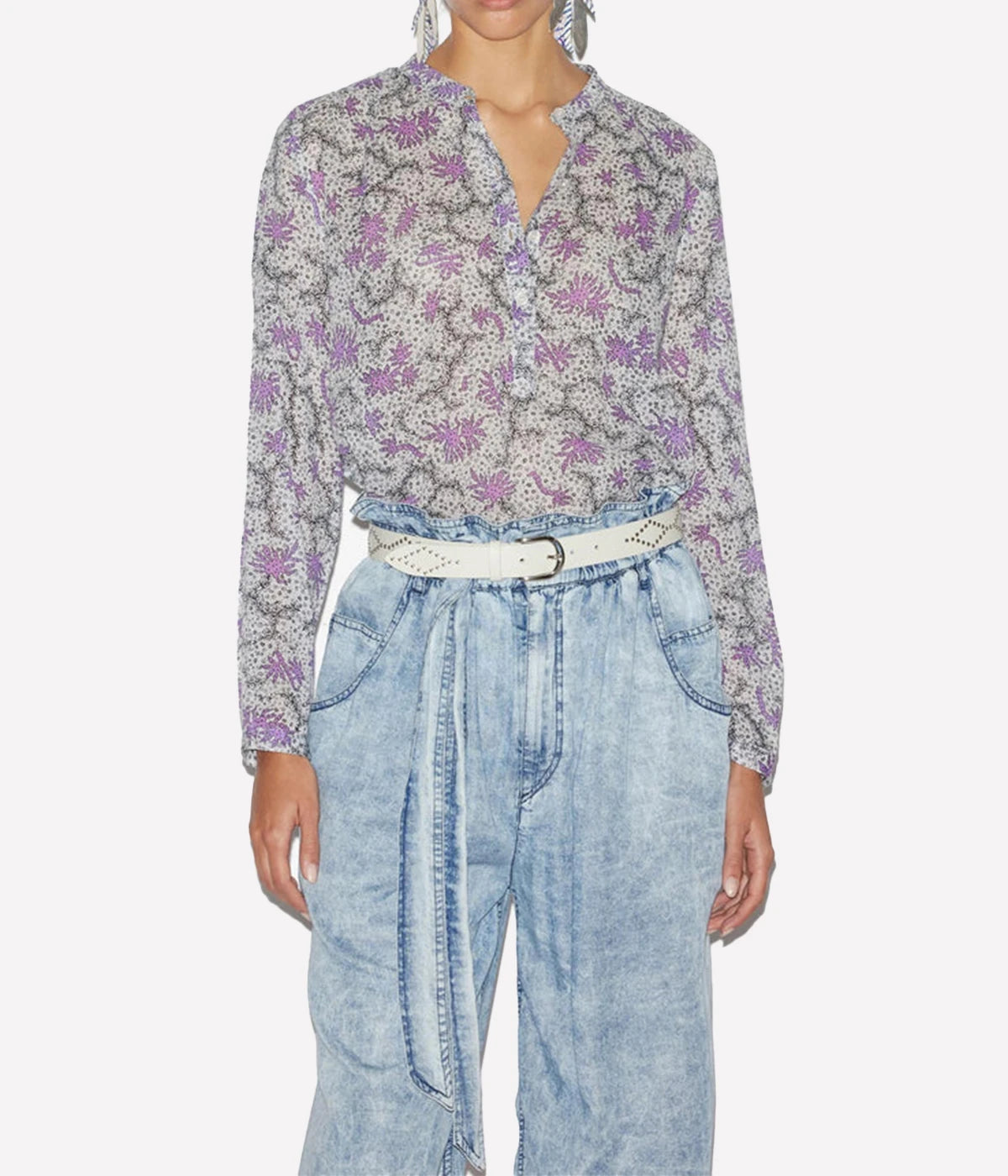 Maria Blouse in Ecru Lilac