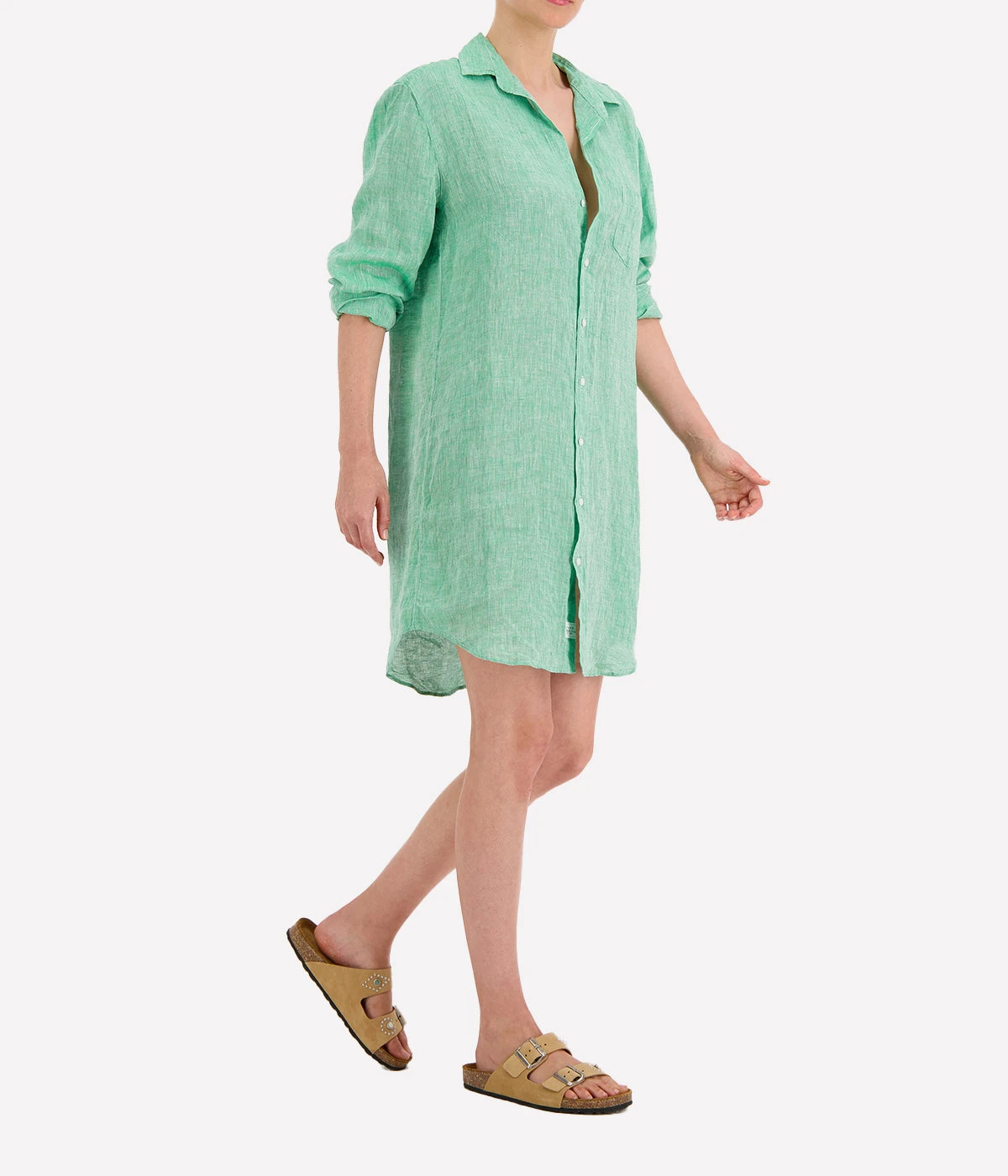 Mary Woven Button Up Dress in Green – Calexico