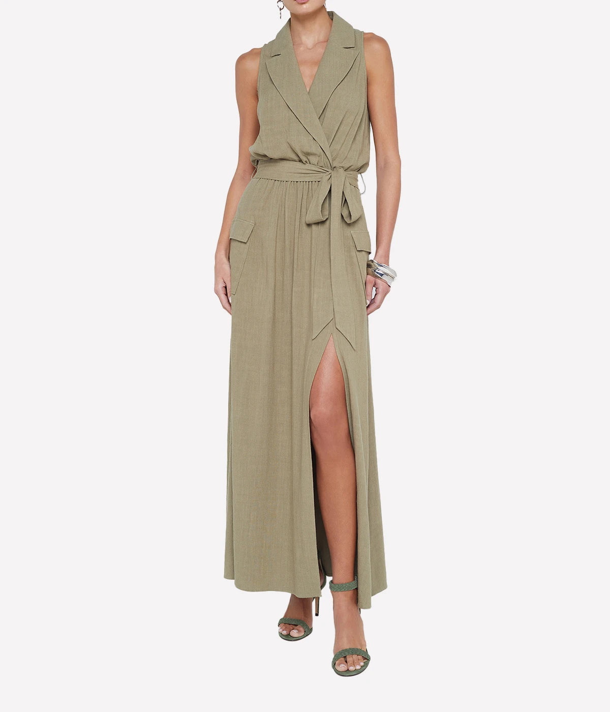 Mayer Military Maxi Dress in Covert Green