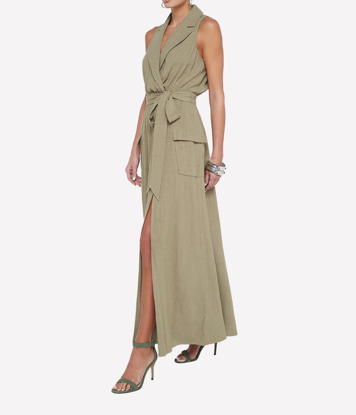 Mayer Military Maxi Dress in Covert Green