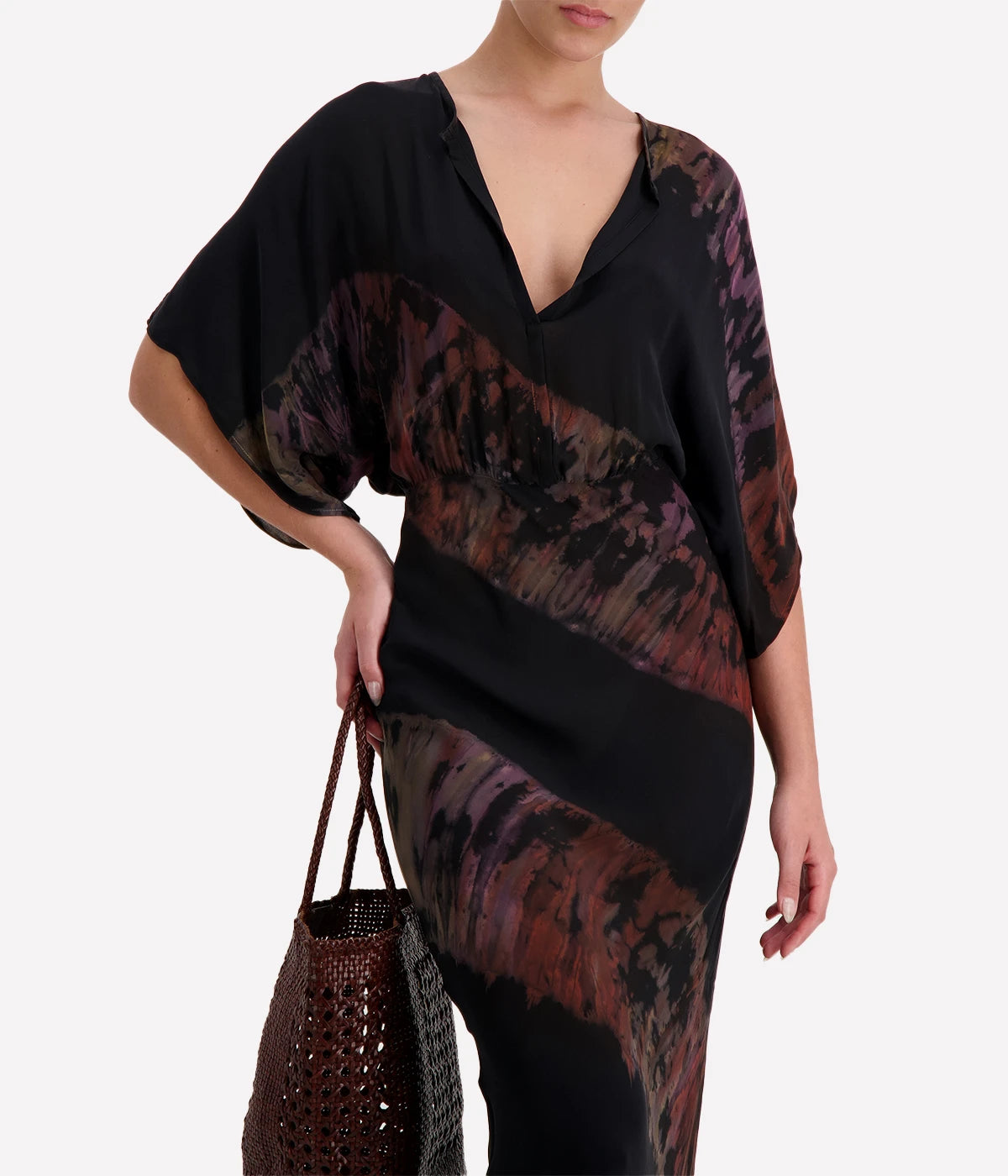 Kimono Dress in Autumn Feathers