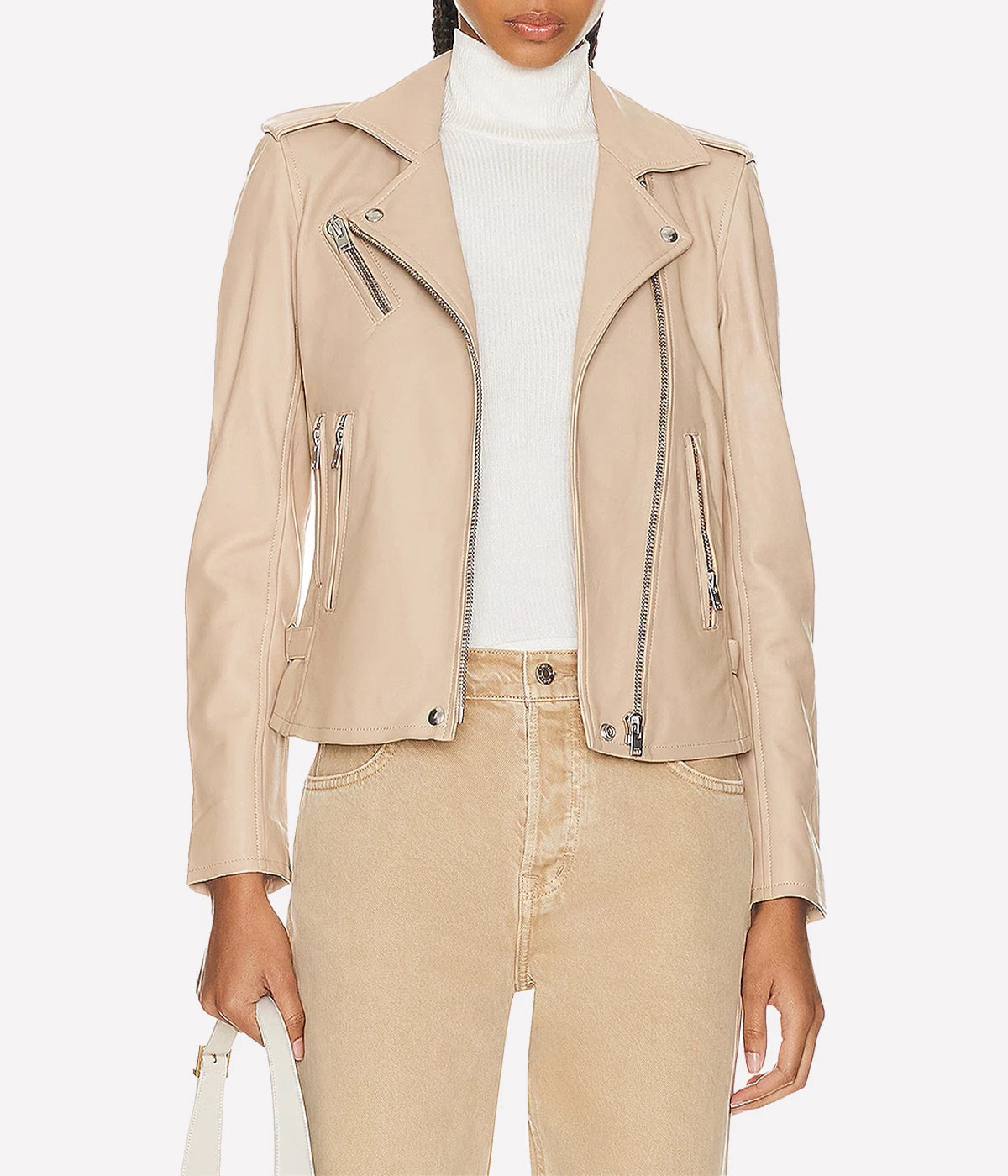 Newhan Biker Jacket in Light Beige