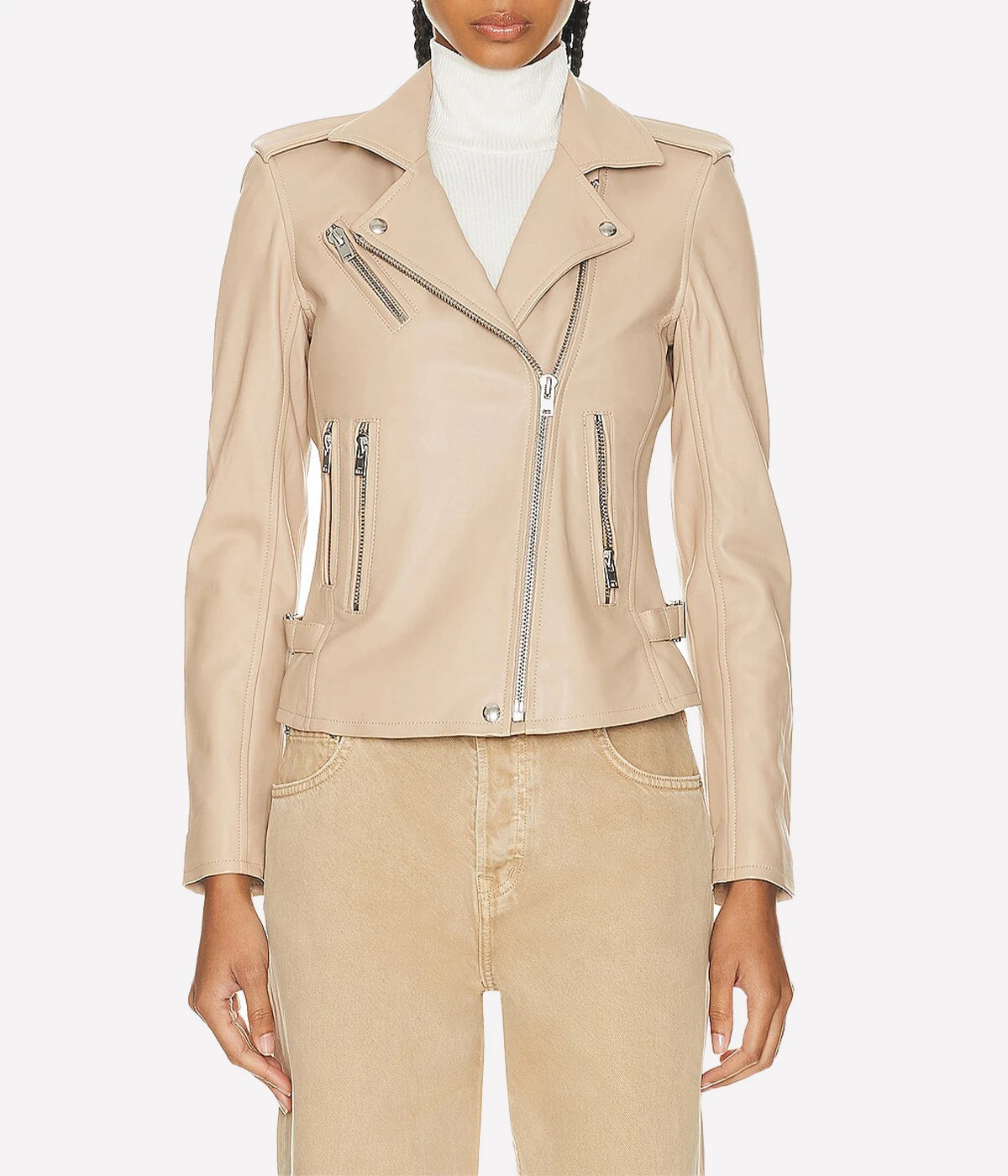 Newhan Biker Jacket in Light Beige