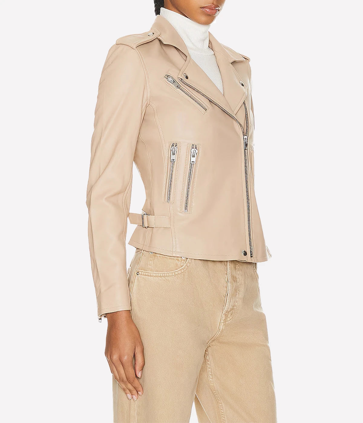 Newhan Biker Jacket in Light Beige