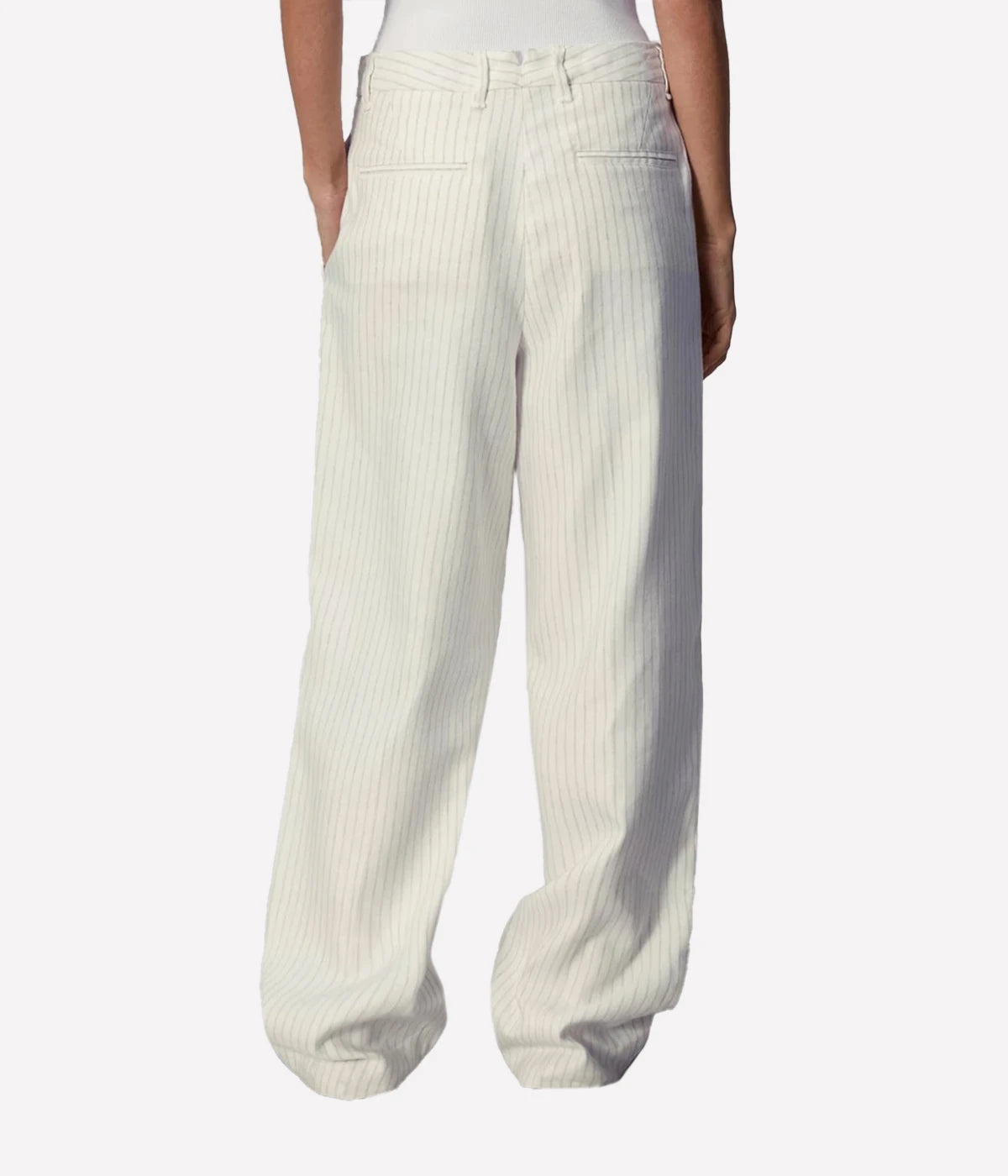 Newman Linen Pant in White Stripe