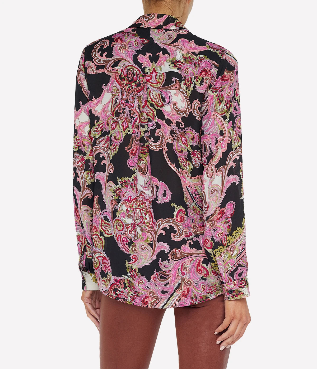 Nina Long Sleeve Blouse in Black Bright Multi Paisley