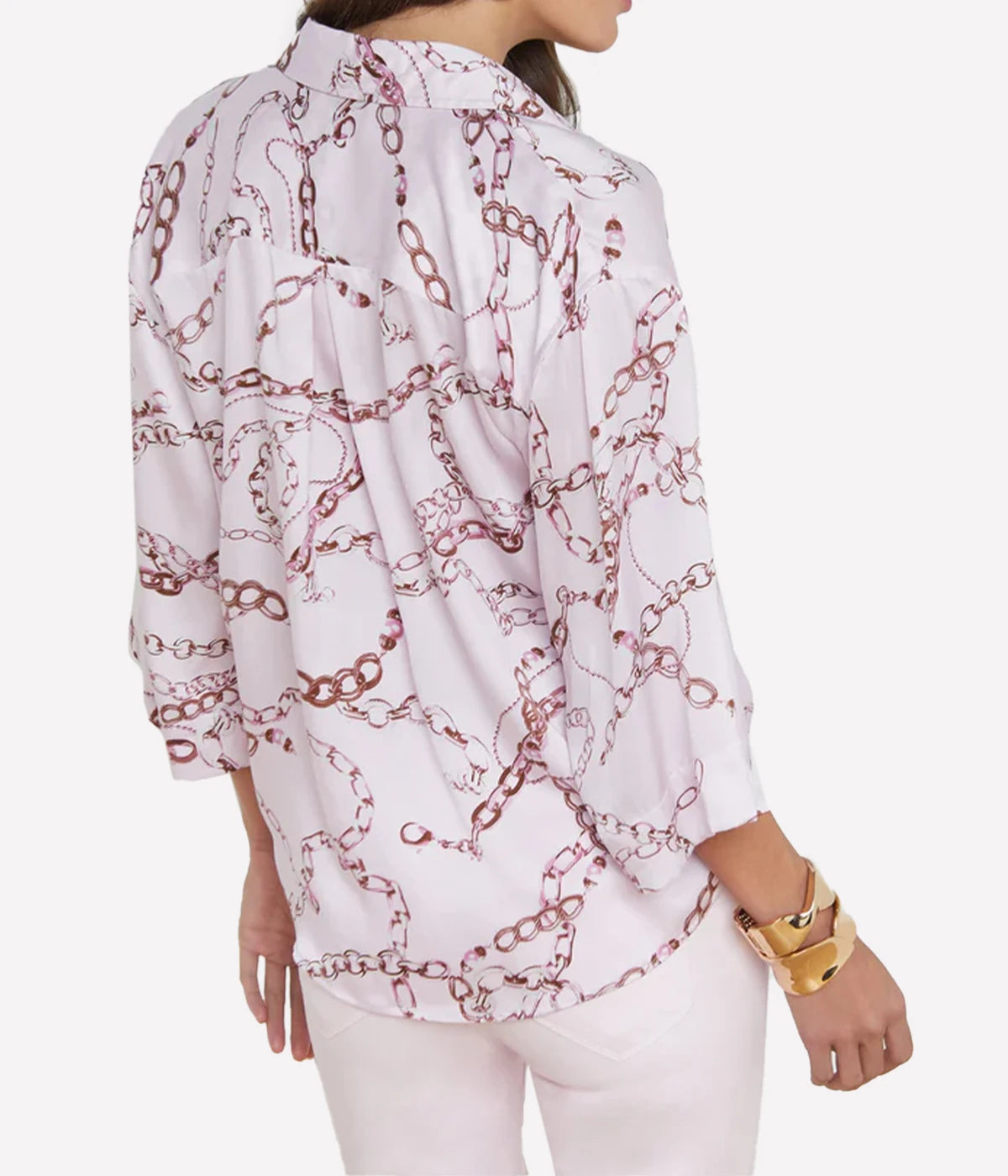 Patrice Short Sleeve Blouse in Lilac Snow Multi Sketch Chain