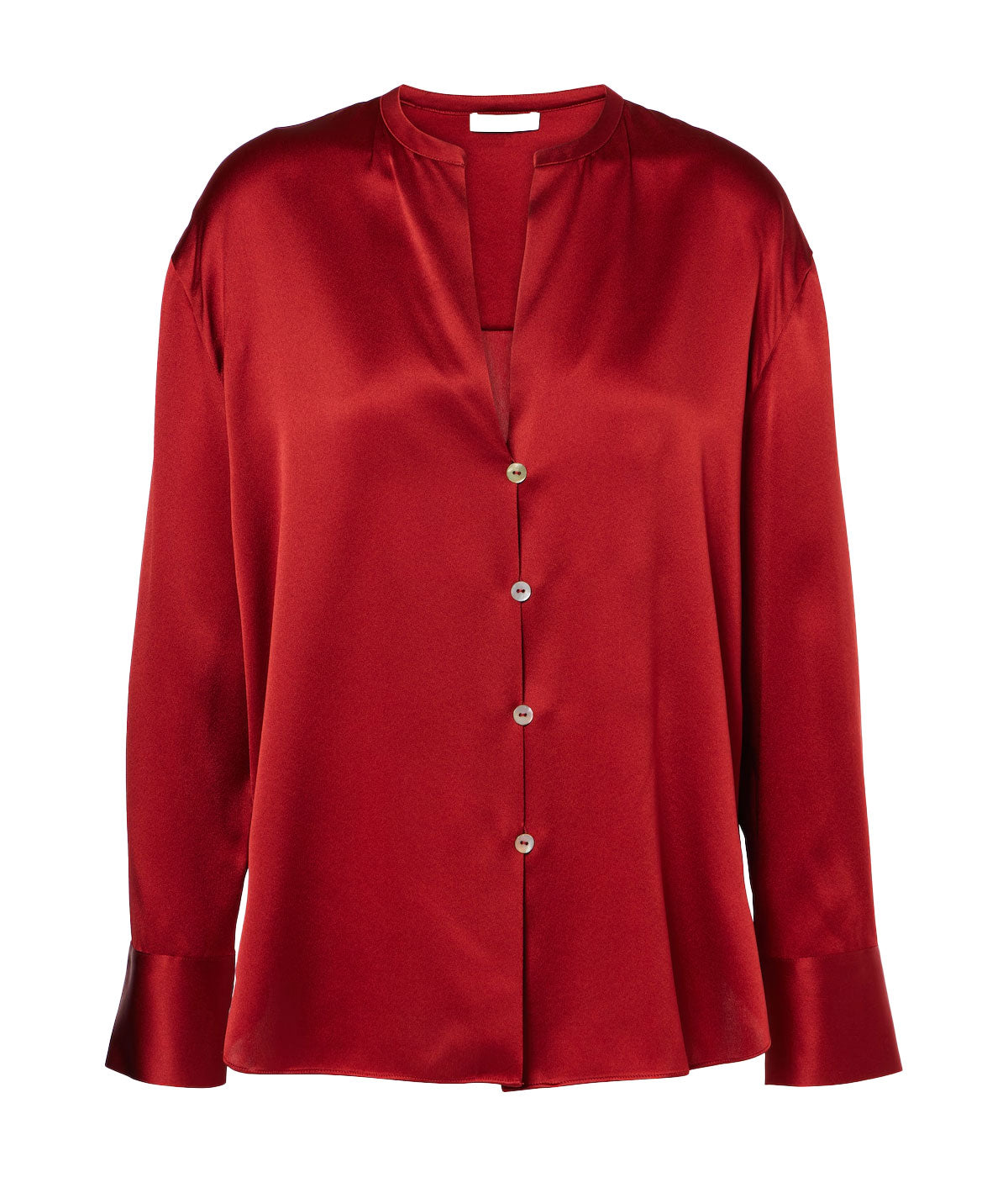 Band Collar Blouse in Dark Scarlet